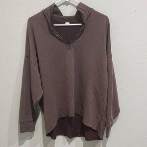 Aerie Brown Quarter-Zip Sweatshirt